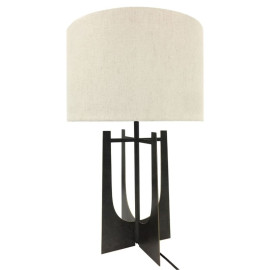 Hammered Iron Table Lamp – Bronze and Linen Shade 